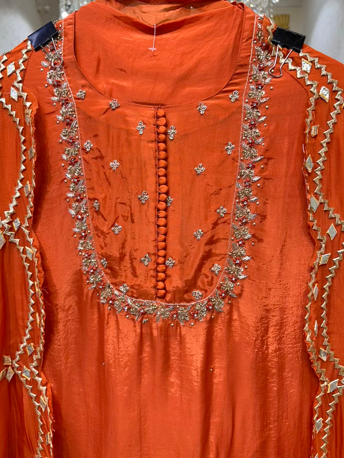 Elina Silk Organza Suit (Rust)