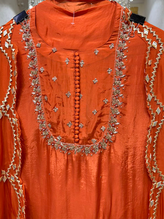 Elina Silk Organza Suit (Rust)