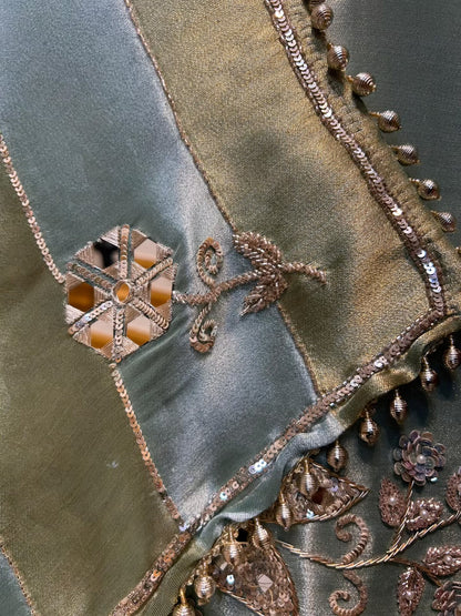 Ruhani Brocade Stone Élan Suit (Powder Green)