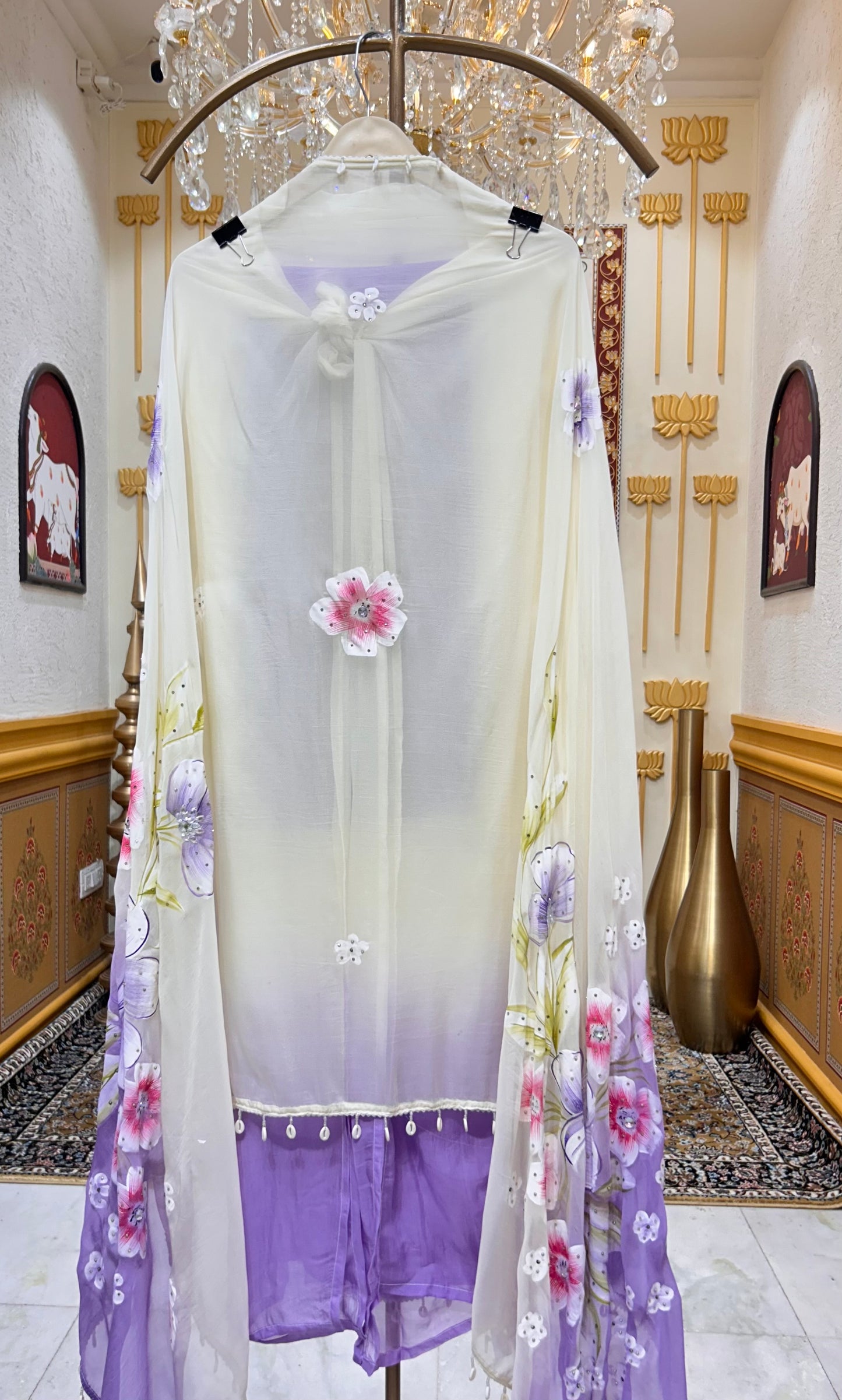 Meheraa Hand Painted Suit (Light Purple)