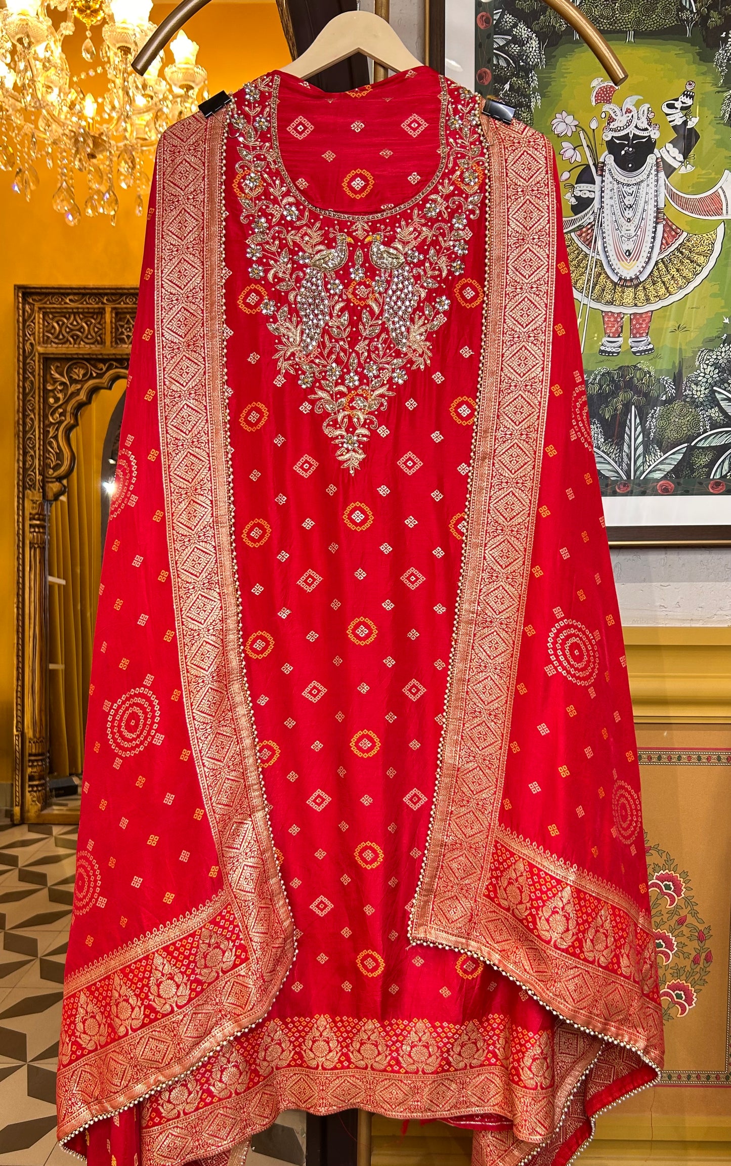 Vistaar Bandhani Suit (Red)