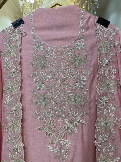 Aavira Mul Chanderi Suit (Pink)