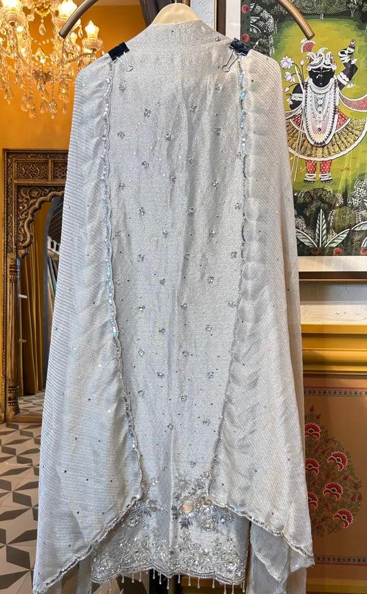 Mehzaara Organza Suit (Ivory)