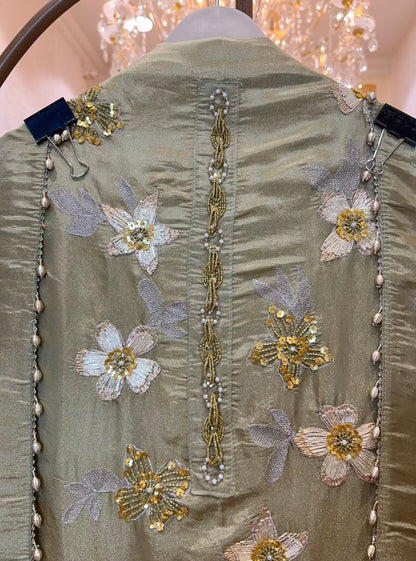 Rehma Gota Shimmer Suit (Green)