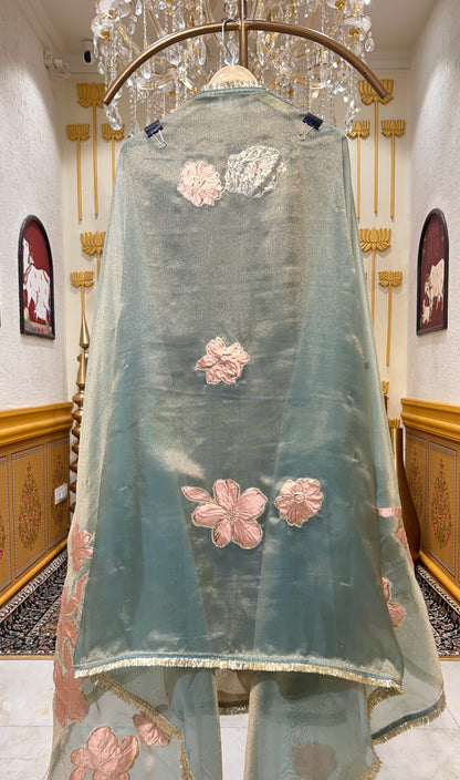 Satin Patra Kinari Suit (Beige)