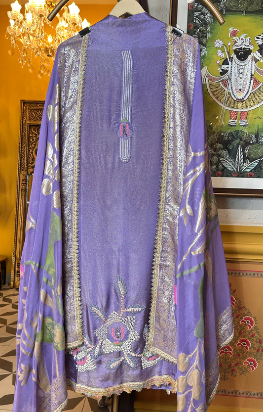 Aviraah Organza Suit (Purple)