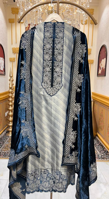 Zarwaab Banarasi Élan Suit (Blue)