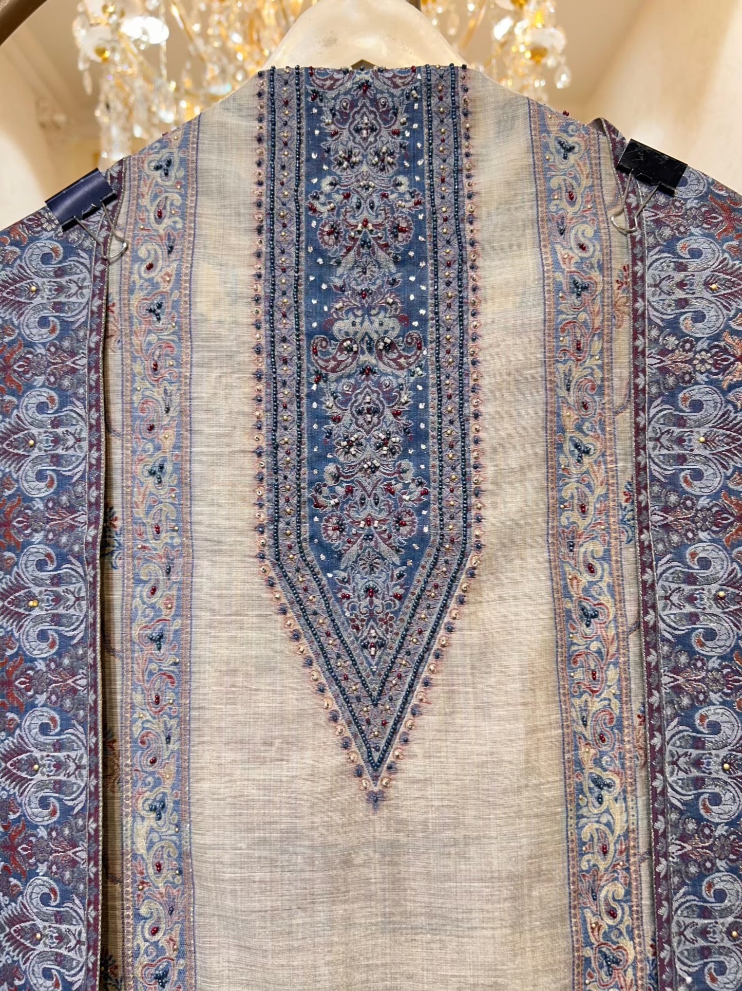 Sahiba Jamdhani Weave Suit (Blue)
