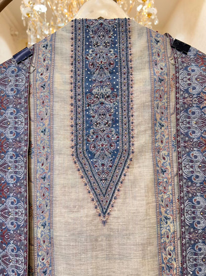 Sahiba Jamdhani Weave Suit (Blue)