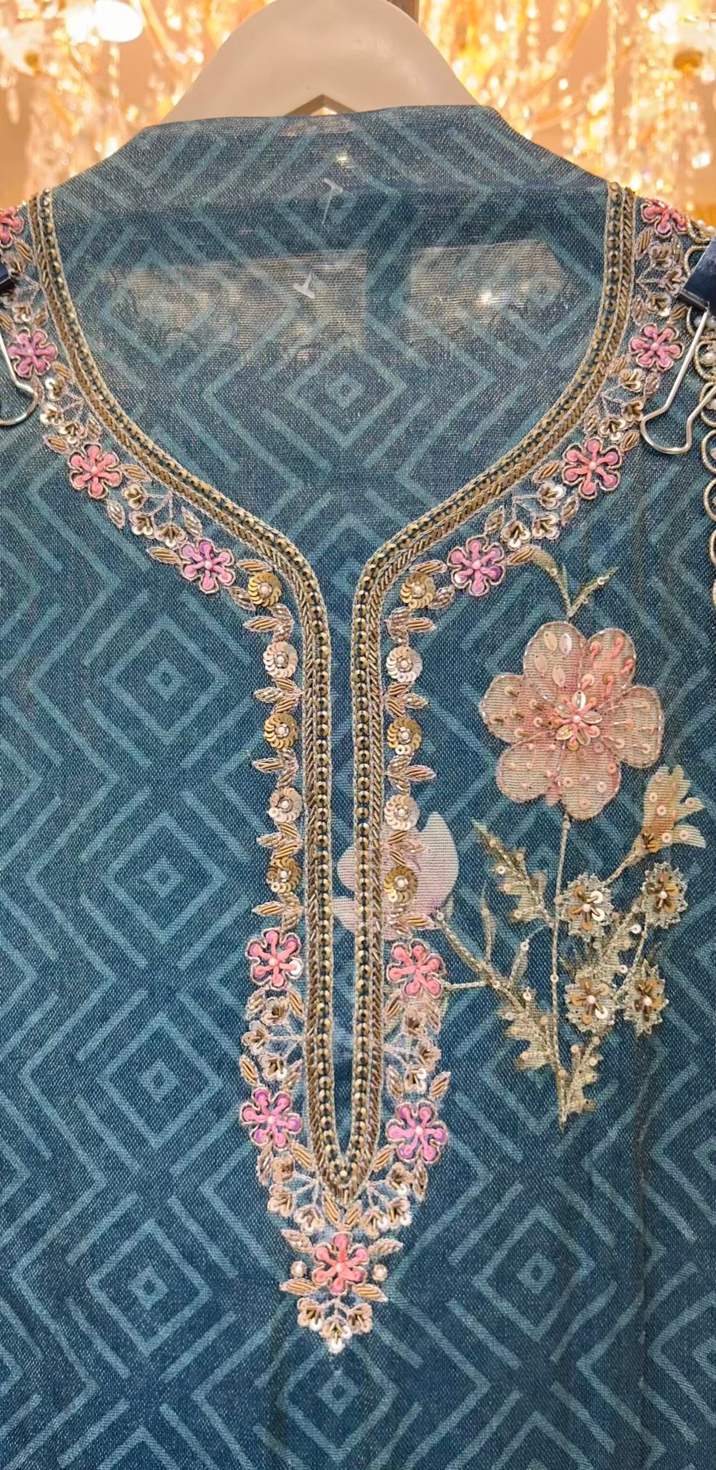 Zarveesha Handprint Élan Suit (Peacock Green)