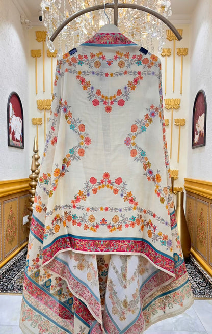 Eshira Silk Printed Suit (Beige)