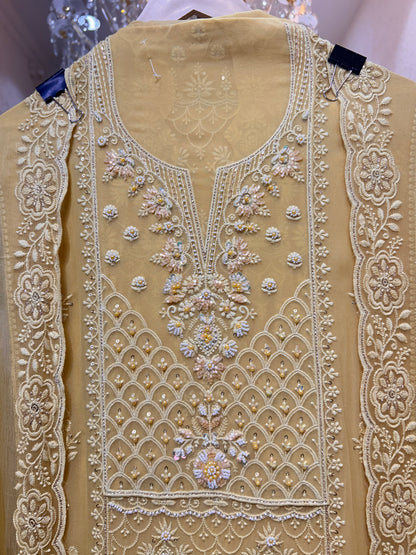 Mehru Georgette Élan Suit (Yellow)