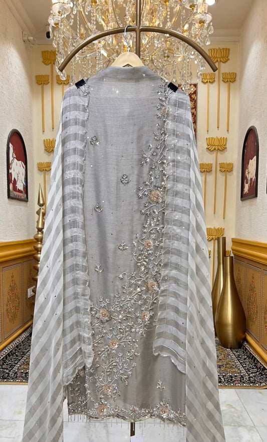 Zehriya Cutdana Veil Suit (Silver Grey)