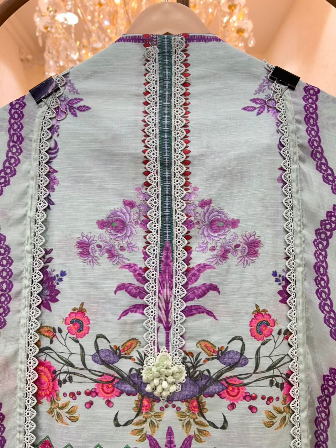 Ahana Lace Print Suit (Pista Green)