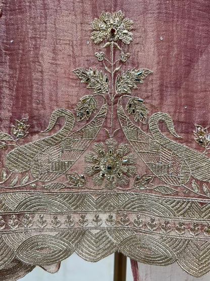 Aayra Organza Veil Suit (OLIVE Pink)