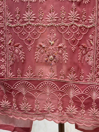 Mehru Georgette Élan Suit (Pink Ivory)