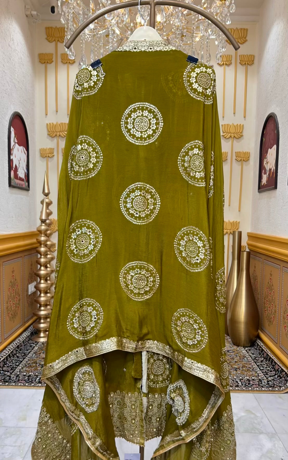 Saanjh Chinnon Loom Suit (Green)