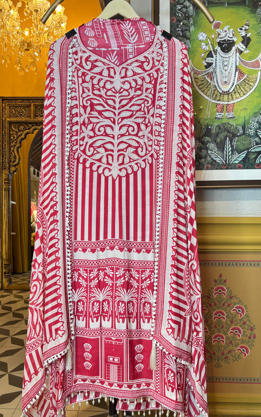 Meherin Muslin Suit (Red)