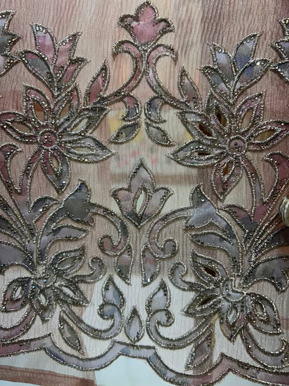 Zehraah Cutwork Veil Suit (Peach)