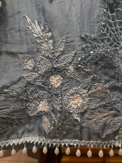 Ruhaysha-é-Noor Organza Suit (Blue)