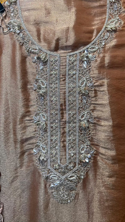 Afsheen Organza Suit (Peach)