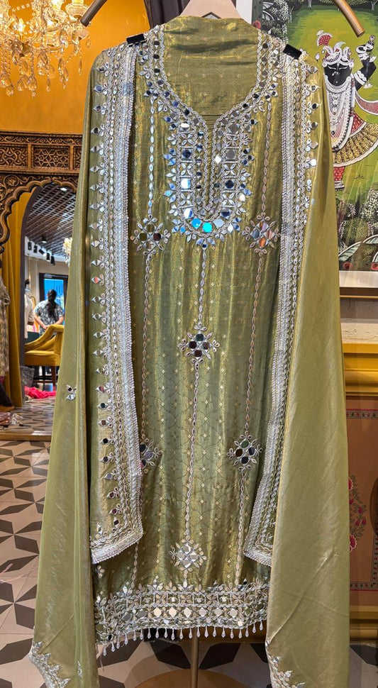Chitrakala Organza Suit (Green)