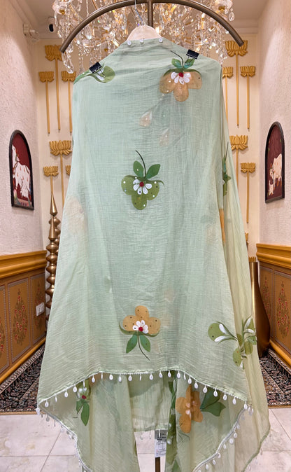 Mehar Handpaint Pearl Suit (Green)
