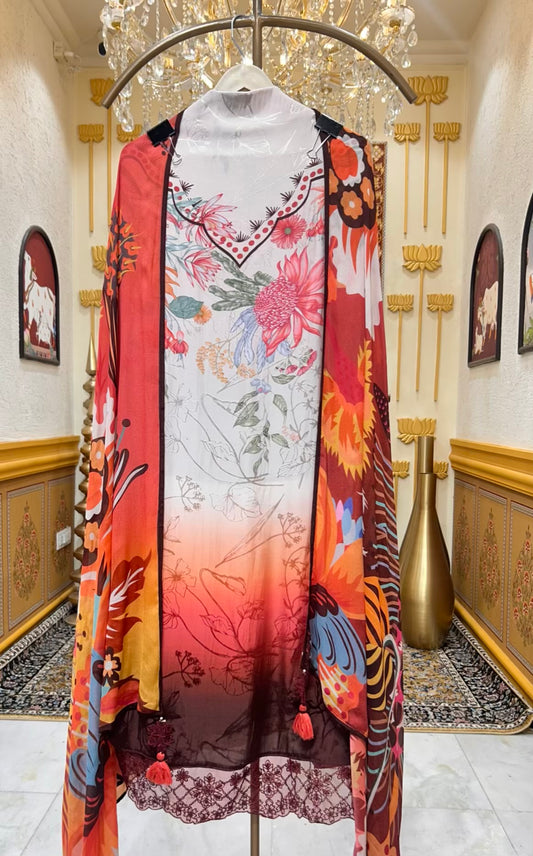 Aafiya Pastel Whisper Suit (Dark Brown)