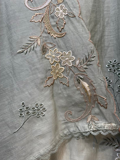 Husna Mul Embroidery Suit (Pista Green)