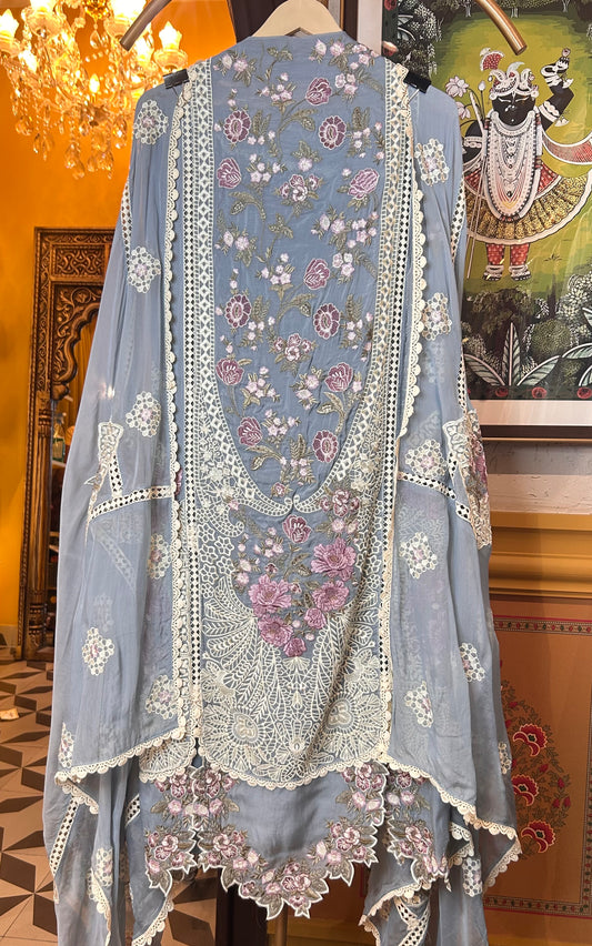 Zohira Organza Suit (Blue)