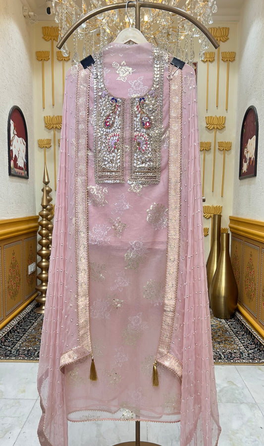 Mehrina Tissue Noor Suit (Pink)
