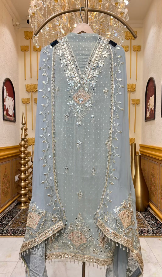 Zarmina Gota Dana Élan Suit (Powder Blue)