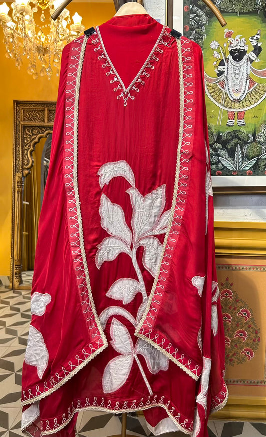 Mehraya Organza Suit (Red)