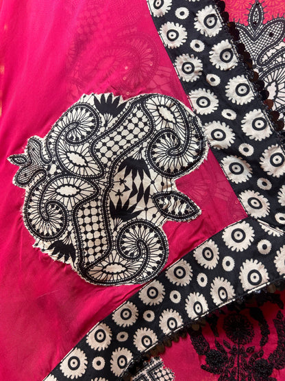 Aarvika Muslin Silk Suit (Pink)