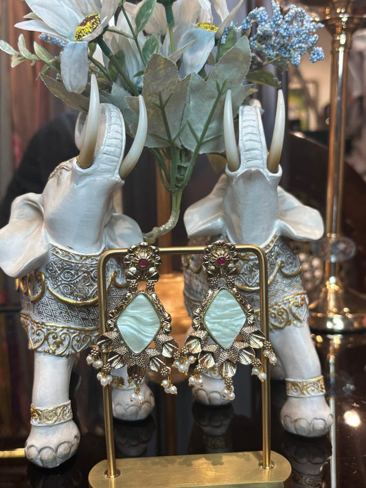 Gulbahar Drop Earrings (Light Green)