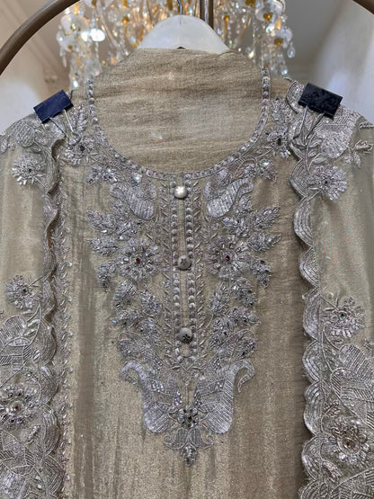 Aayra Organza Veil Suit (Beige)