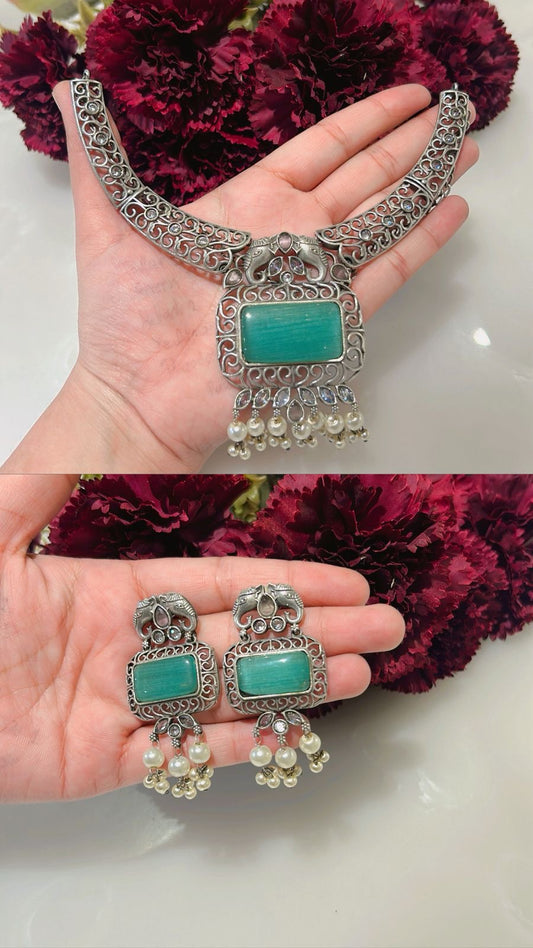 Zehriya Noor Vintage Silver Set (Powder Blue)