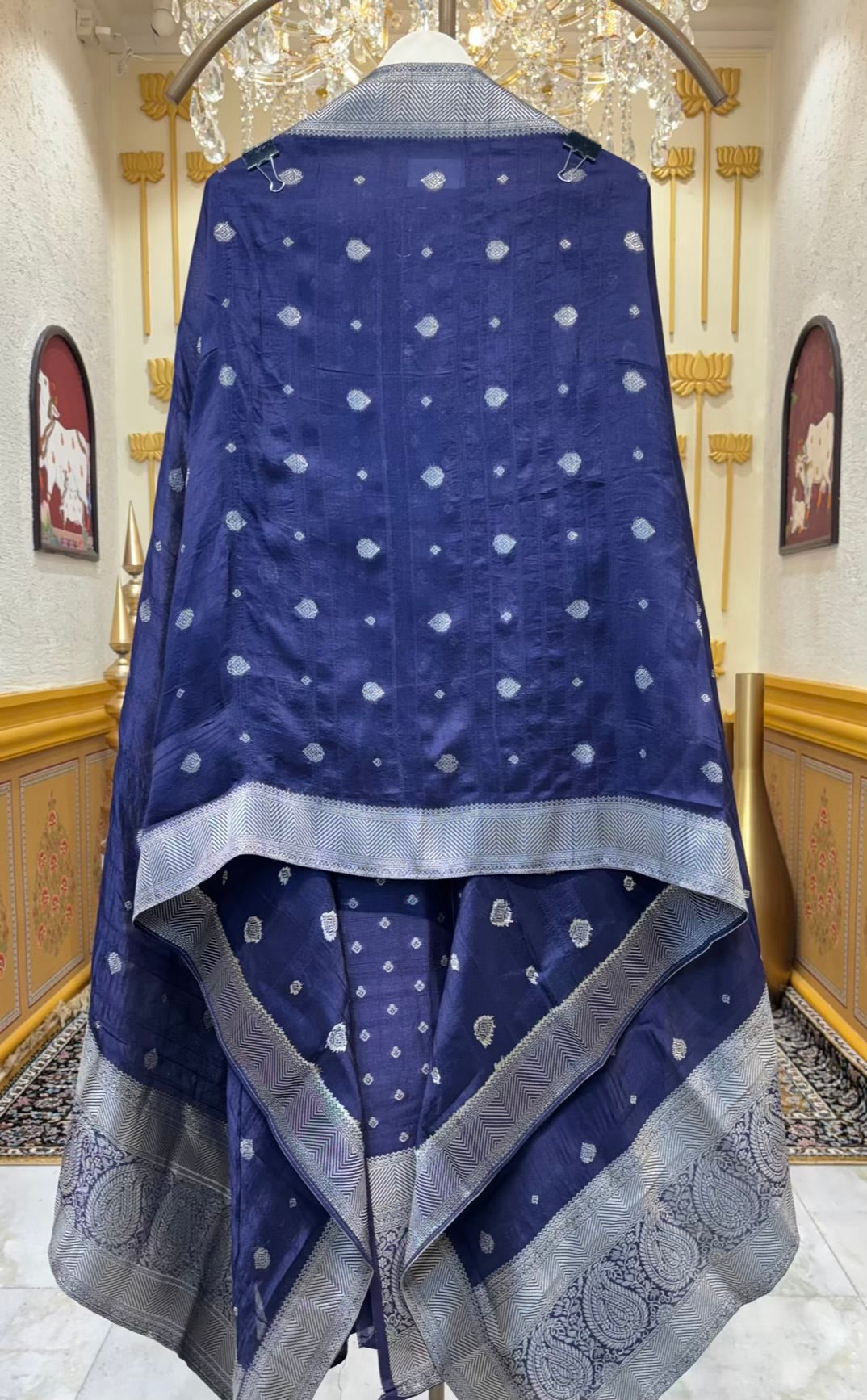 Sarvisha Tussar Banarasi Suit (Navy Blue)
