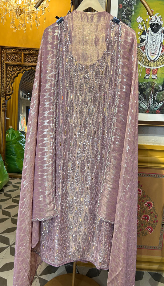 Chandbali Organza Suit (Lavender)