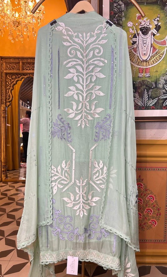 Zarnoor Organza Suit (Green)