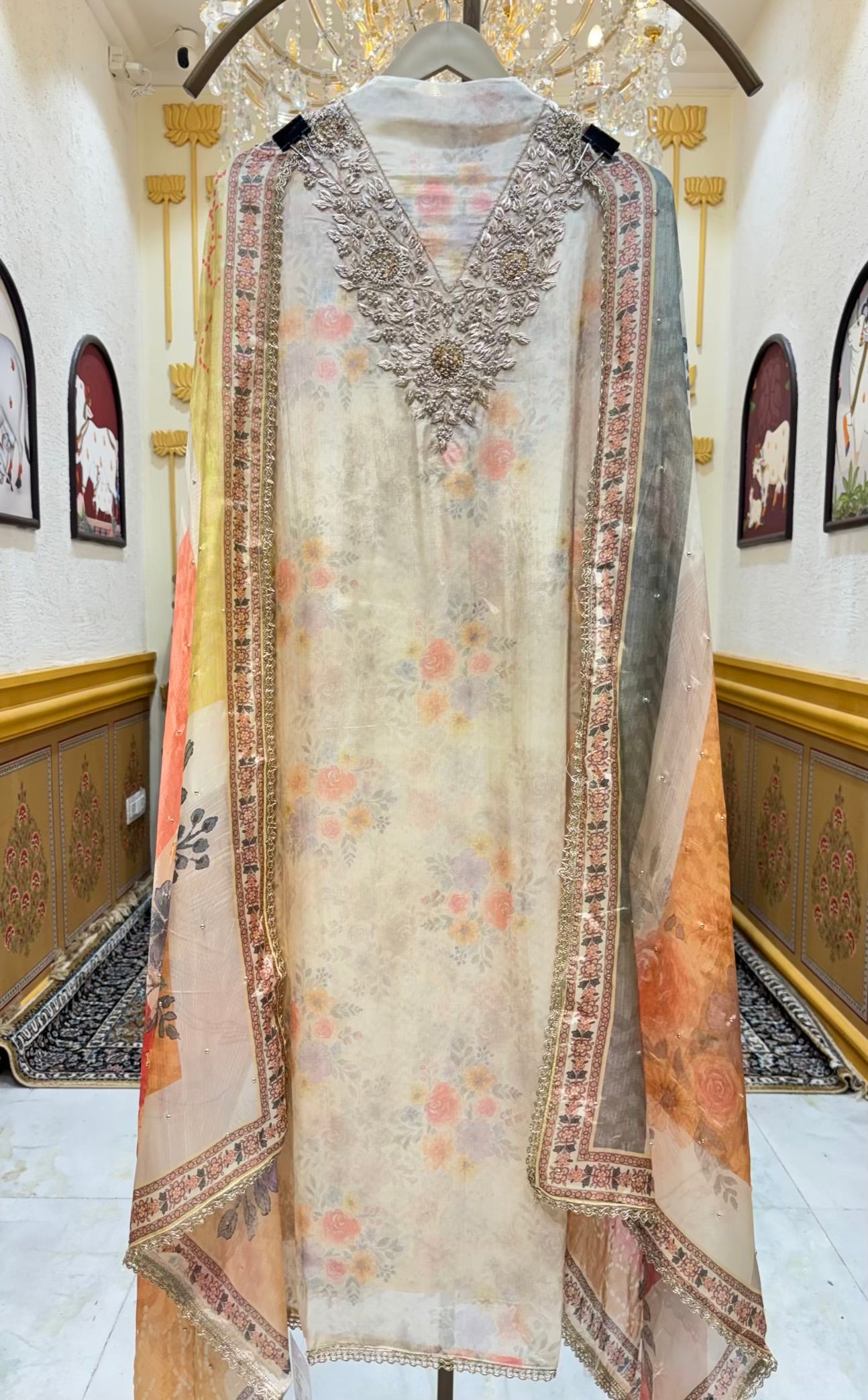 Mehrzoya Dabka Organza Suit