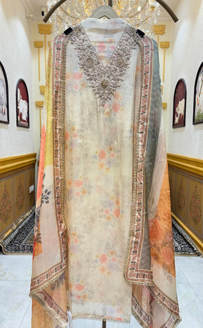 Mehrzoya Dabka Organza Suit