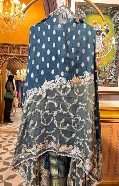 Zarice Organza Suit ( dark green)