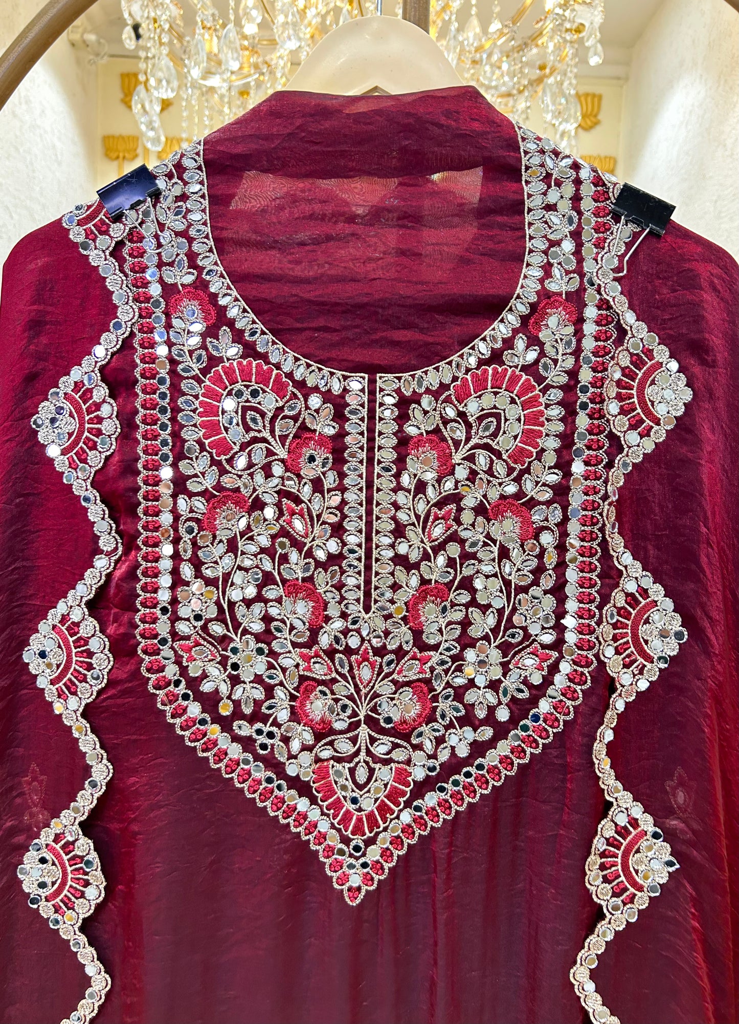 Organza Mirror Work Suit