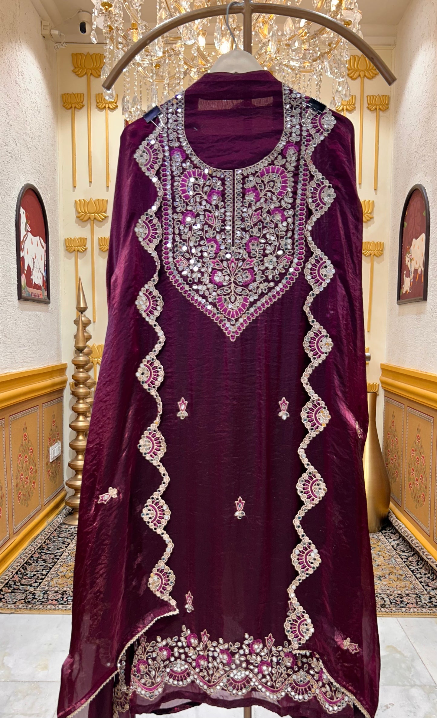 Organza Mirror Work Suit
