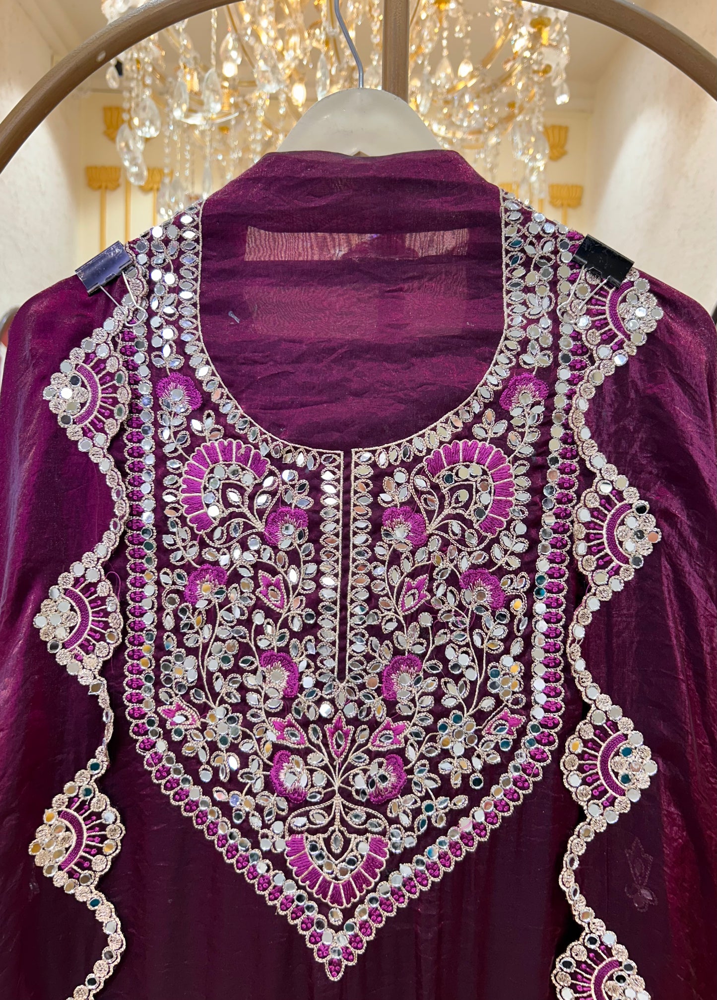 Organza Mirror Work Suit