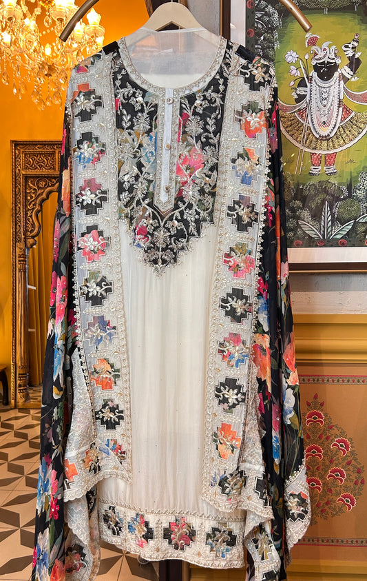 Aafreen Organza Suit (Ivory)