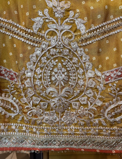 Elegant shimmer organza suit(Mustard)