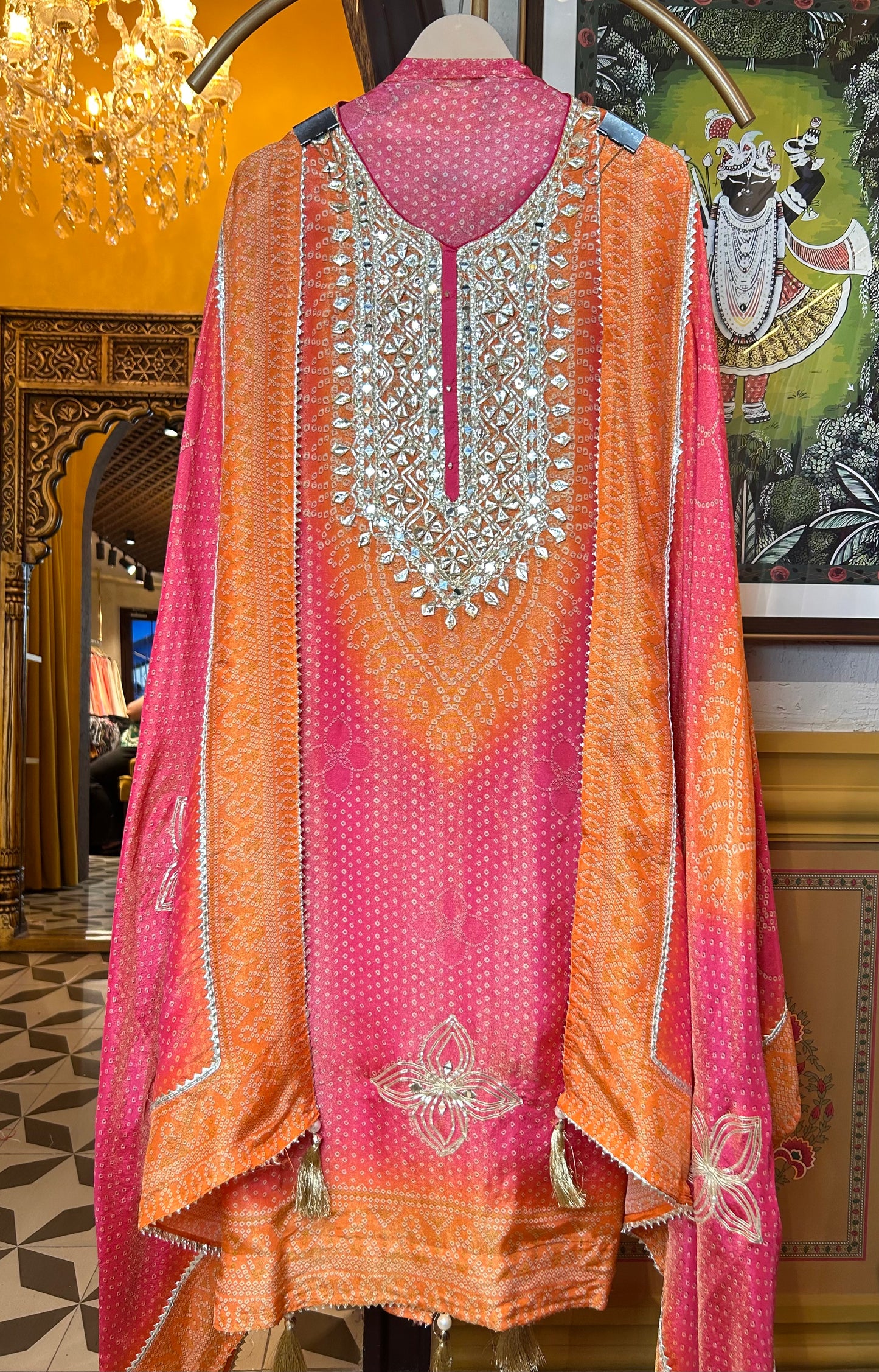Elegant shimmer organza suit(Pink)