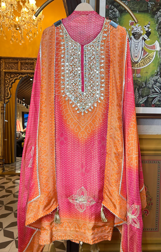 Elegant shimmer organza suit(Pink)